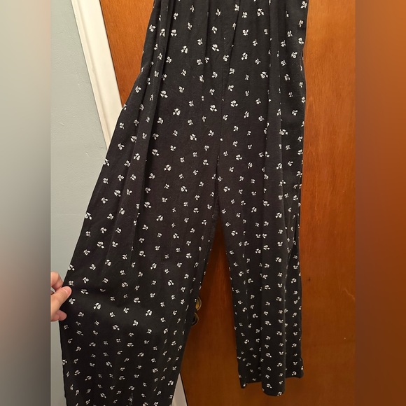 Kids Art Class Black Jumpsuit with White Floral Pattern - Picture 2 of 6